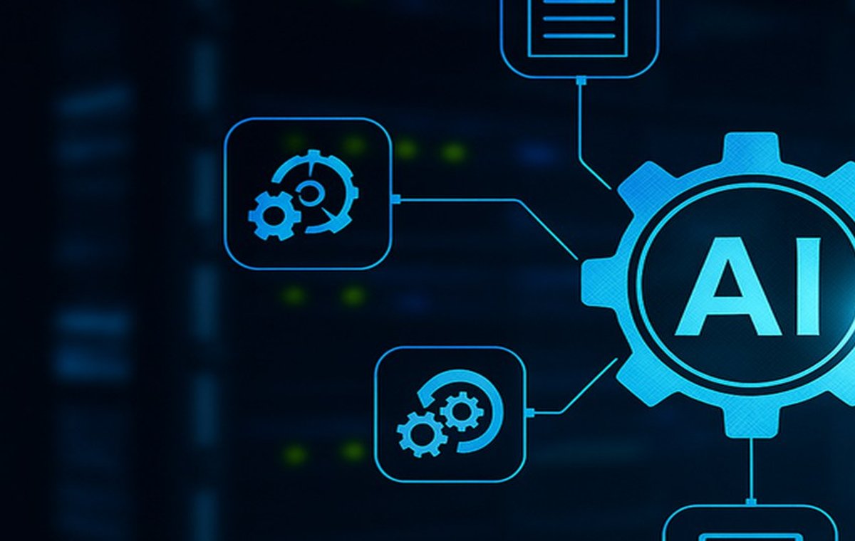 AI automation interface detail in a modern workspace